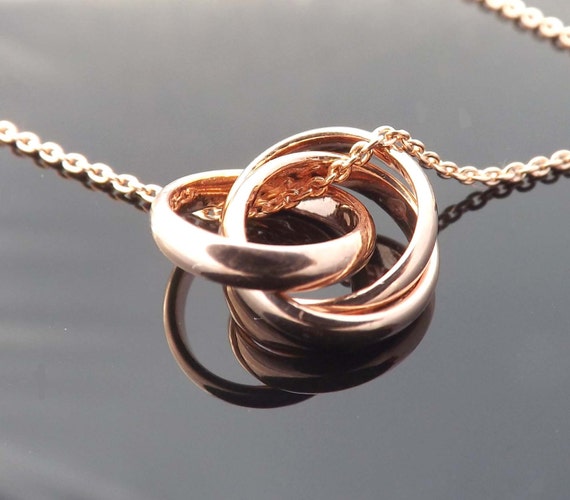Ring Pendant Necklace Three Ring Infinity Sterling Silver Etsy