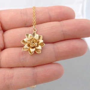 Gold Flower Necklace, Rose Gold Flower necklace, Gold Filled Chain, Lotus necklace, flower necklace, simple,dainty jewelry,everyday necklace