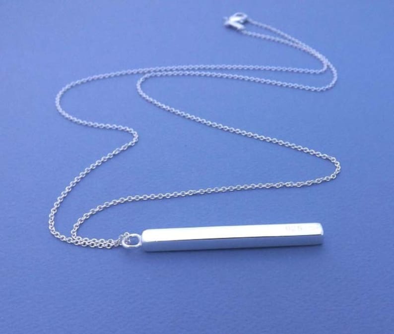 Silver Rectangle Necklacesterling Silver Chain Etsy