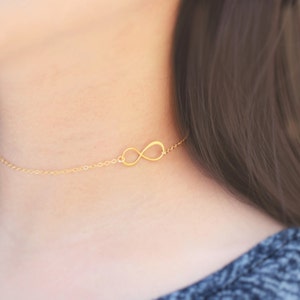 Dainty Choker Necklace, Chain Choker, Gold Infinity Necklace,Dainty Choker,Delicate Choker Necklace in All Sterling Silver, 14kt Gold Filled