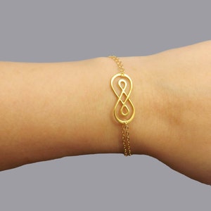Double Infinity bracelet, birthday gift, wedding gift bracelet, friendship bracelet, Sterling silver bracelet, gold filled infinity bracelet