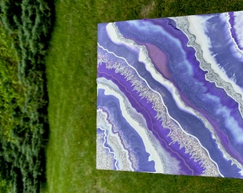 Amethyst Purple Agate Slice - Made to Order Purple Geode Epoxy Resin Painting