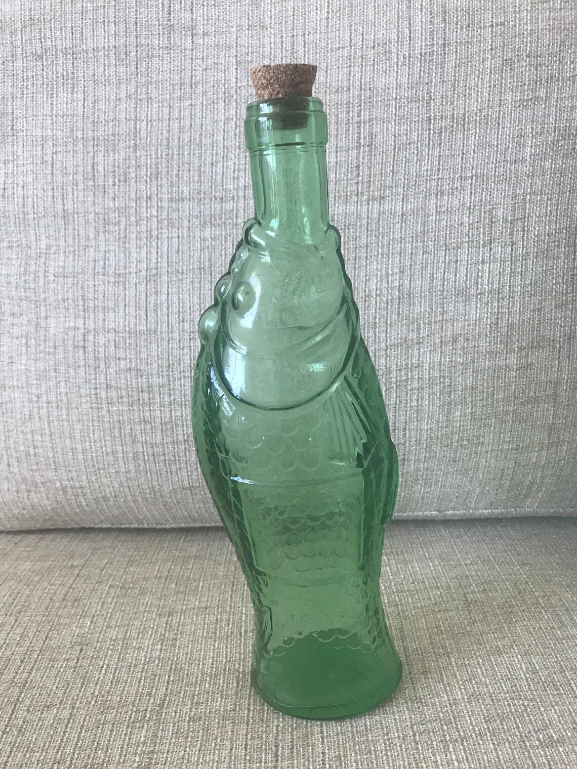 Italian Green Glass Fish Wine Bottle 10 in Vetreria Etrusca Etsy