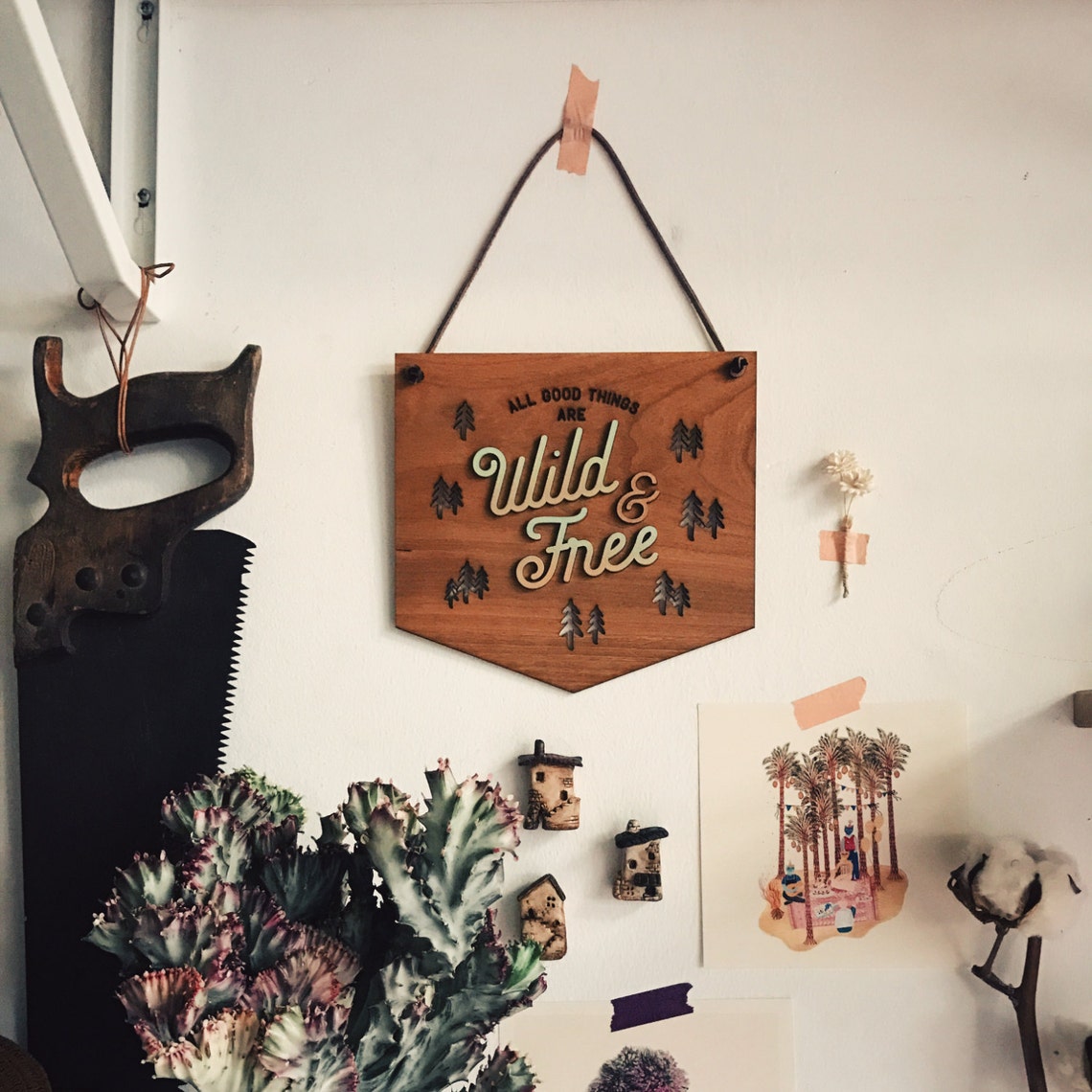 Wild and Free Wooden Banner Wall Hanging Inspirational Etsy