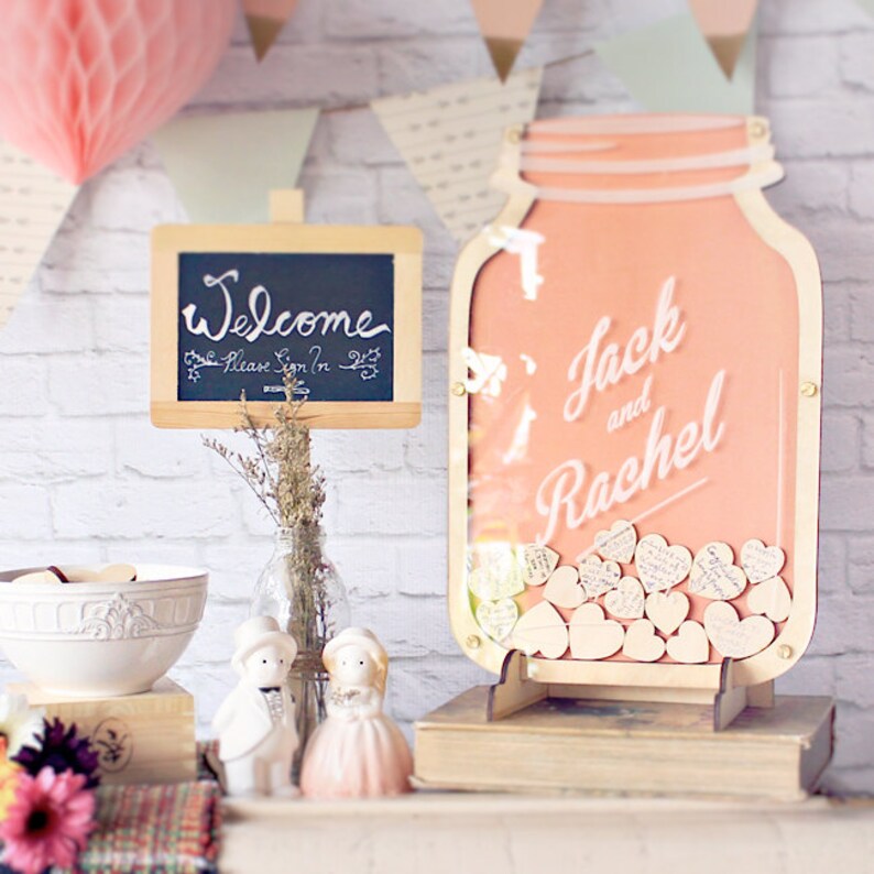 Wedding Guest Book Alternative Mason Jar Blush Pink Etsy