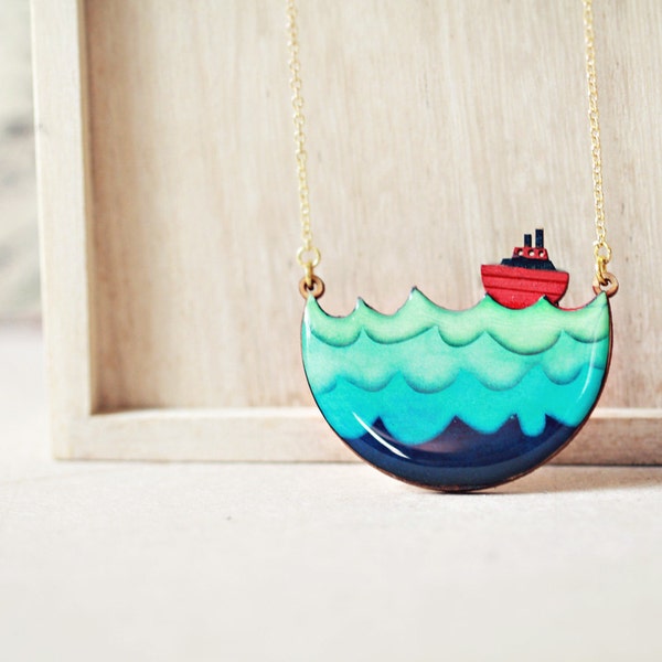 Little Red Boat Necklace - dreamy nautical whimsical necklace Christmas gift guide