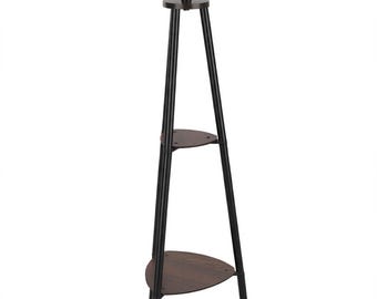 Lámpara de pie de varios niveles con pantalla de tela de lino beige - Lámpara de pie de esquina de estilo vintage