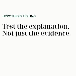 May include: A white document featuring the text HYPOTHESIS TESTING and the phrase Test the explanation. Not just the evidence. The document includes the logo for Browns laid clear, with the tagline SEEING SAFEGUARDING DIFFERENTLY and additional text.
