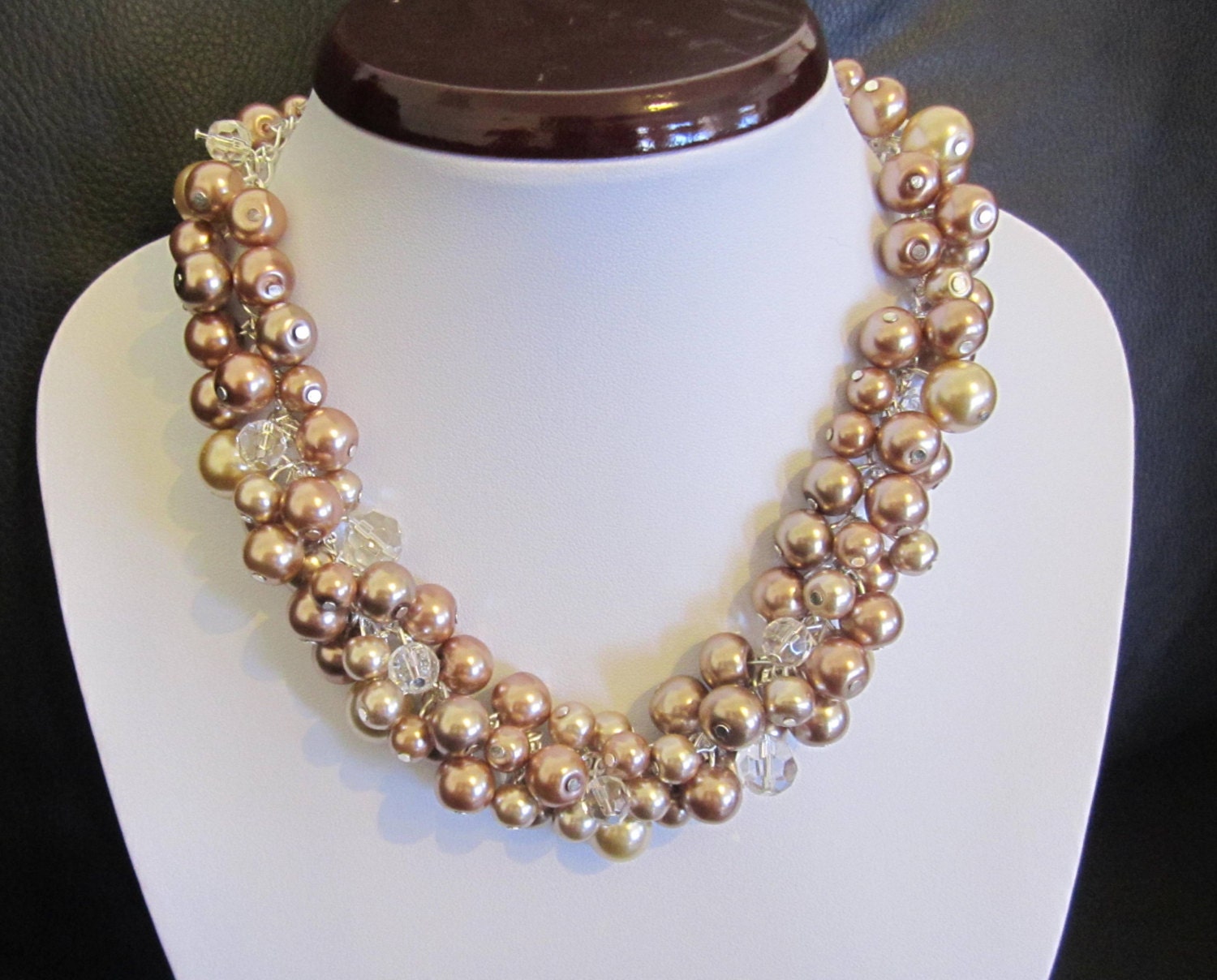 Shades of Brown Pearl Necklace Chunky Pearl Necklace Etsy