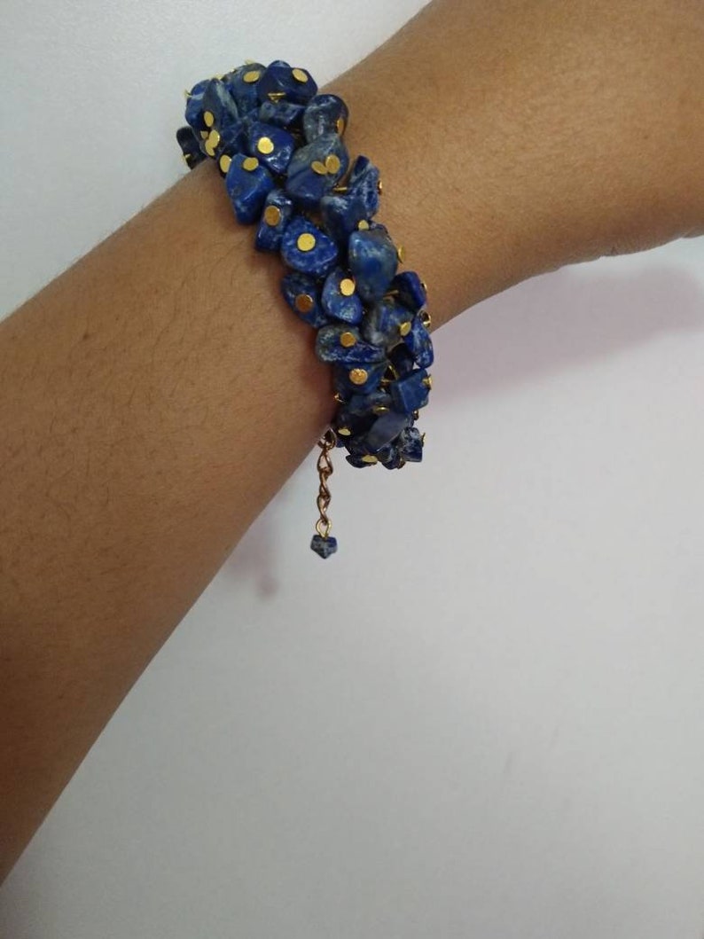 Lapis Lazuli Necklace, Statement Necklace, Blue Bib Necklace, Boho Bridal Necklace, Chunky Natural Gemstone, Blue Statement Necklace image 3