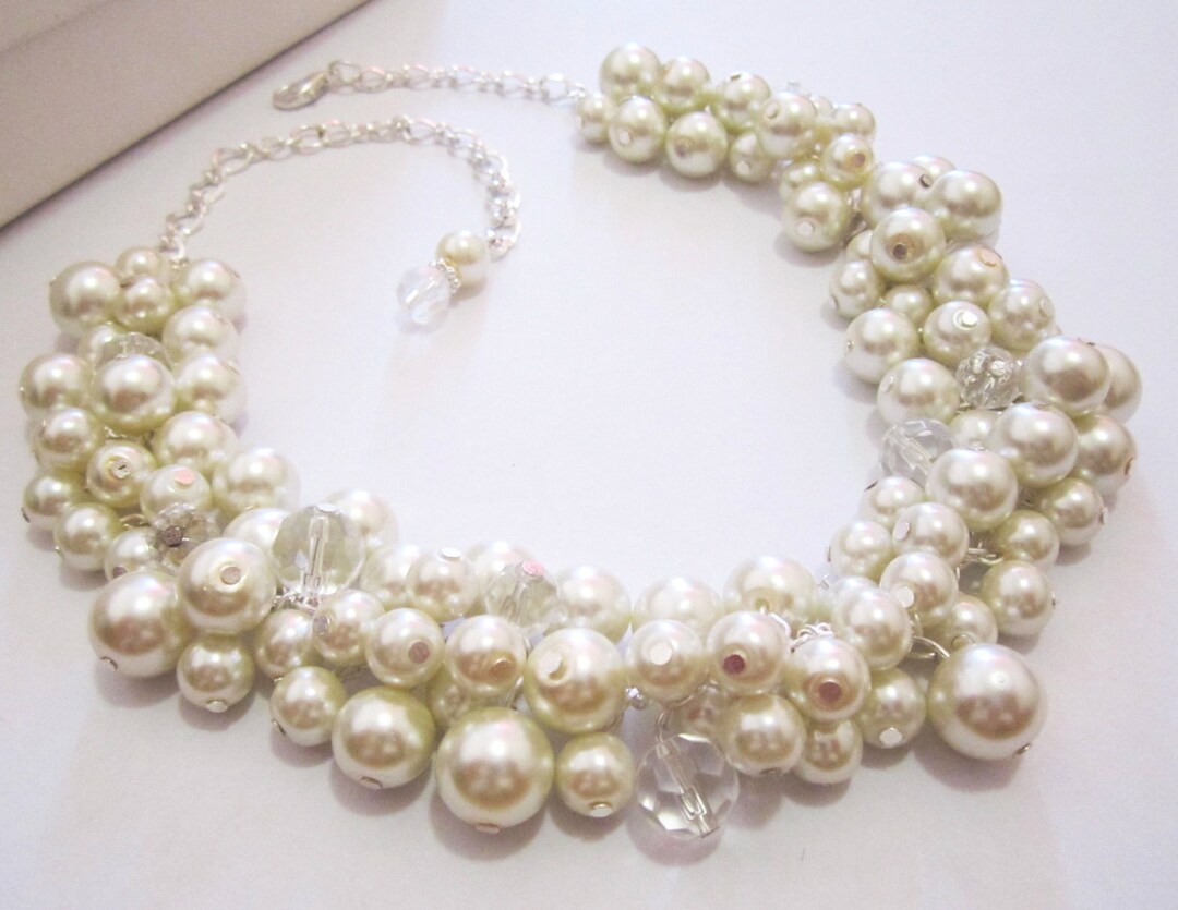 Chunky Silver Hematite and Pearl Spacer Necklace by Bella Riley