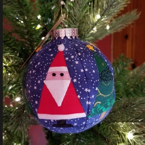 Patchwork Santa in the Trees Ornament