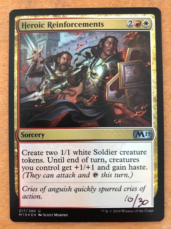 mtg heroic cards Intervention [Core Set 2021 Prerelease Promos] Permanents you control gain hexproof and indestructible until end of turn. Heroic Reinforcements, FOIL Limited Edition