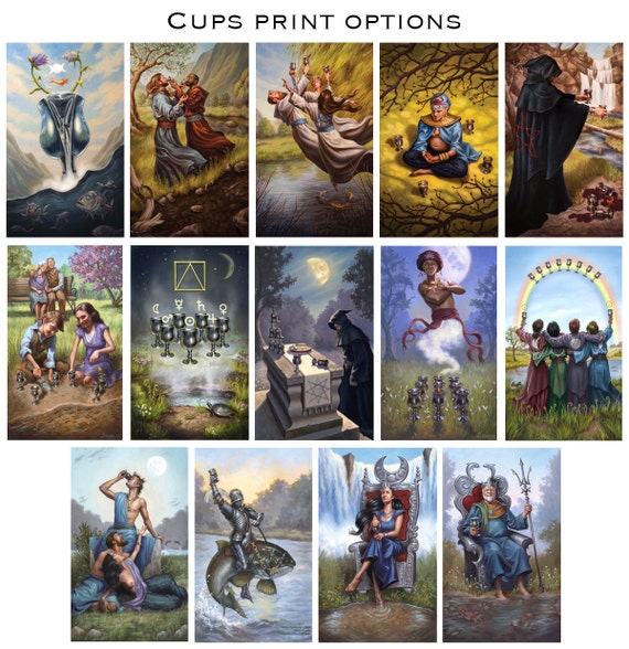 Prints Modern Spellcaster S Tarot Suit Of Cups Etsy
