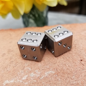 Beautiful Pair of Solid Titanium Dice