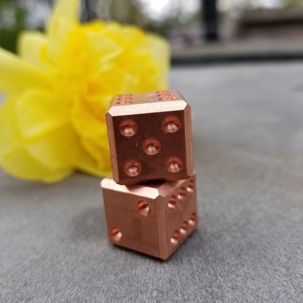 Set di dadi in rame massiccio fatti a mano, bordo smussato (5/8")