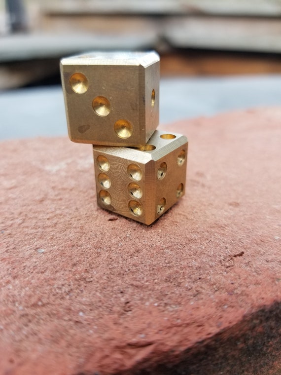 Solid Brass Dice Set, Artisan Crafted, 21st Anniversary Gift