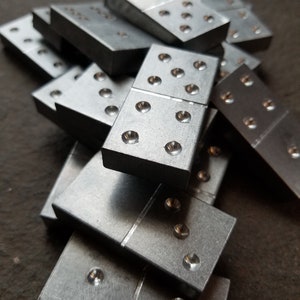 Solid aluminum dominoes, professional size, full double six set!