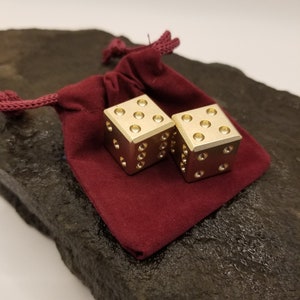 Beautiful Pair of Solid Bronze Dice, 5/8"