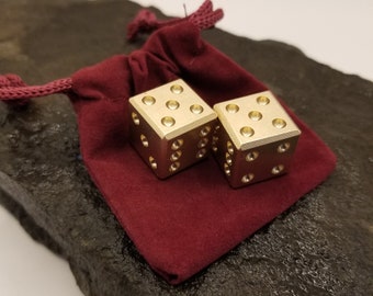 Beautiful Pair of Solid Bronze Dice, 5/8"