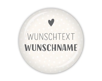 PFLEGEHELDEN Wunschtext & Wunschname, beige (Art. MD09-06) als Button, Magnet, Taschenspiegel oder Flaschenöffner erhältlich