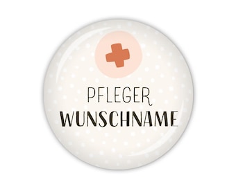 PFLEGEHELDEN Pfleger mit Kreuz & Wunschname (Art. MD09-11) als Button, Magnet, Taschenspiegel oder Flaschenöffner erhältlich