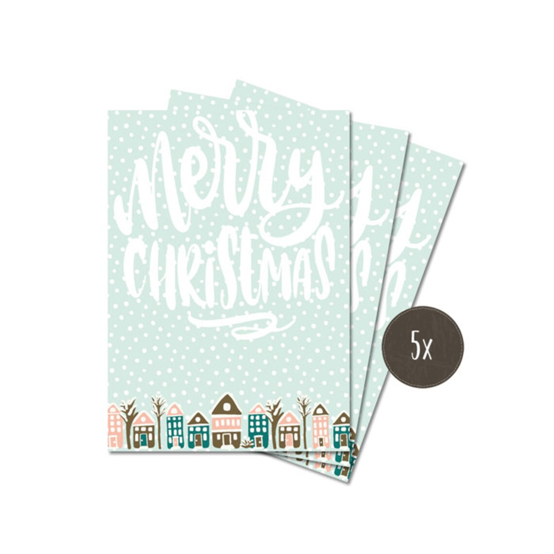 5 Postkarten CHRISTMAS IN TOWN Merry Christmas A6 Art. | Etsy