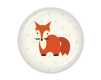 FOXY DOTS Fuchs (Art. SC04-01) als Button, Magnet, Taschenspiegel oder Flaschenöffner erhältlich