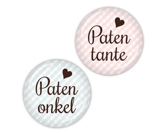 2er Set VICHY Patentante & Patenonkel (Art. TA01-63) als Button- oder Magnetset erhältlich