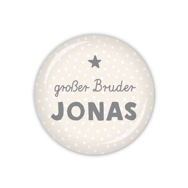 STROLCHE großer Bruder mit Wunschname // hellblau, rosa oder beige Art. MD08-07 als Button, Magnet, Taschenspiegel oder Flaschenöffner Bege