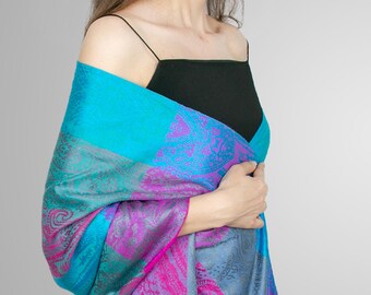 Colorful pashmina shawl wrap for women. Boho pashmina scarf shawl. Boho shawl pashmina scarf wrap. Evening wraps and shawls summer pashmina.