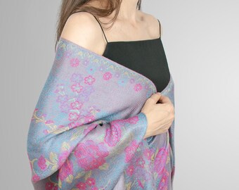 Floral pashmina shawls and wraps for women. Floral scarf wraps and shawls pashmina shawl wrap. Pashmina scarf shawl floral boho scarf women.