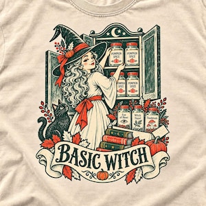 Enkel häxa komfortfärger t-shirt | Rolig pumpa krydda Halloween t-shirt
