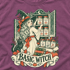 Enkel häxa komfortfärger t-shirt | Rolig pumpa krydda Halloween t-shirt