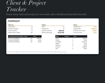 Kundenverwaltung für Freelancer (Excel- und Google-Tabellen) | Projekt- und Stundenprotokoll | Kundenmanagement-Tabelle