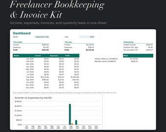Buchhaltungsvorlage für Freelancer in Excel und Google Sheets | Einnahmen- und Ausgabenübersicht für Selbstständige