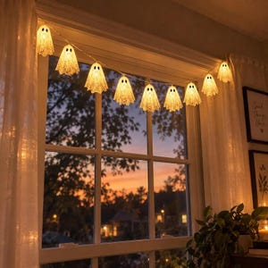 Lace Ghost String Lights, Warm Halloween Garland, 2m Spooky Decor
