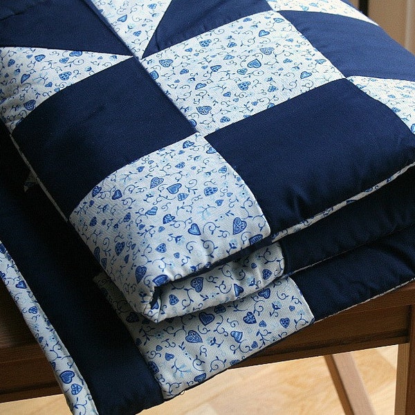 Baby Boy Patchwork Quilt, Nursery Bedding, Navy Blue Baby Quilt, Modern Baby Bedding, Blue Crib Bedding