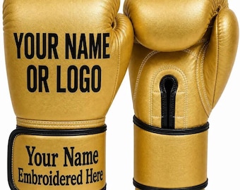 Bokshandschoenen op maat, met gepersonaliseerd logo en naam, alle maten, sparringshandschoenen van rundleer, gepersonaliseerde vechtsportuitrusting