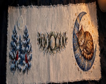 Yule Moon Celestial Cross Stitch Pattern Set, 3 Night Sky PDF Charts, Starry Gift