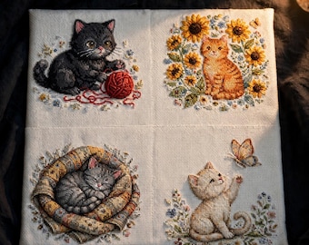Cat Lovers Cross Stitch Pattern Set 4 Cute Kitten PDF Charts Pet Gift