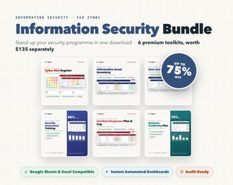 ISO 27001 Information Security Bundle, Cyber Risk Register, Asset Inventory