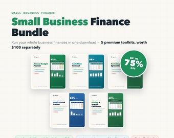 Small Business Finance Bundle, Budget, Cash Flow, Bookkeeping, Invoice Tracker (Excel/Google Sheets)