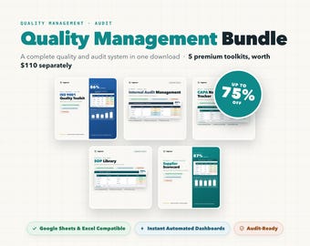 ISO 9001 Quality Management Bundle, Internal Audit, CAPA, SOP Library