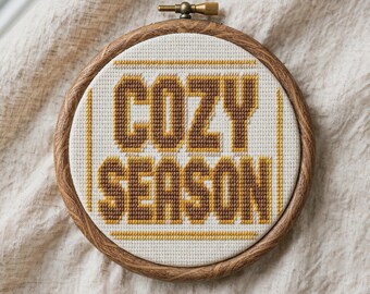 Cozy Season Cross Stitch Pattern, Winter Holiday Quote PDF, Modern Hygge Embroidery