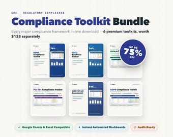 6-in-1 Compliance Toolkit Bundle, SOC 2, HIPAA, GDPR, Audit Ready (Digital Download)