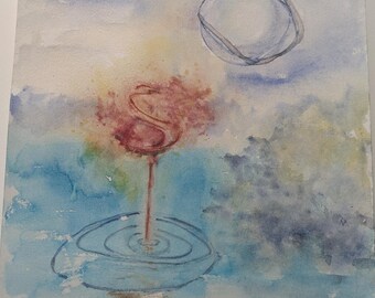 Original Watercolor Flamingo Painting: Playful Abstract Nursery Art