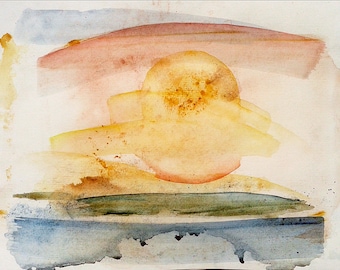 Solar Apparition 11"x14" Original abstract watercolor landscape painting