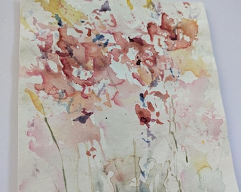 Impressionistic abstracted bouquet painting 7"x8,5" (17x22cm) Original watercolor on paper