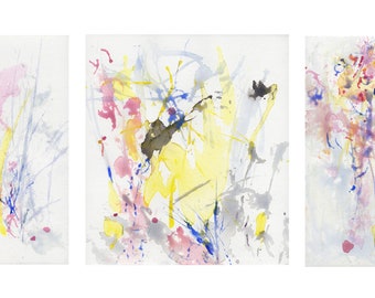Wading Through in Phases. Triptych, 7"x8" each piece
